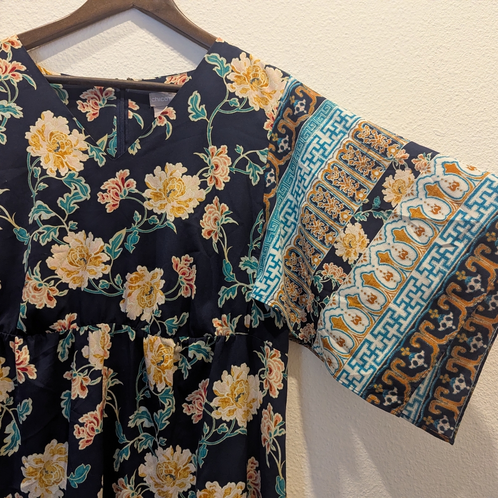 Chico's Floral Maxi Dress with Kimono Sleeves - Picture 4 of 5
